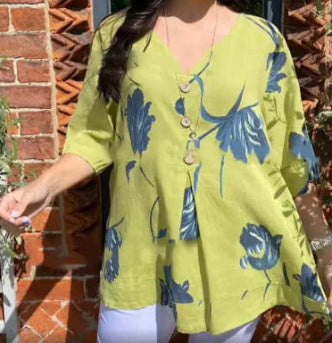 Printed V-neck Tunic Top