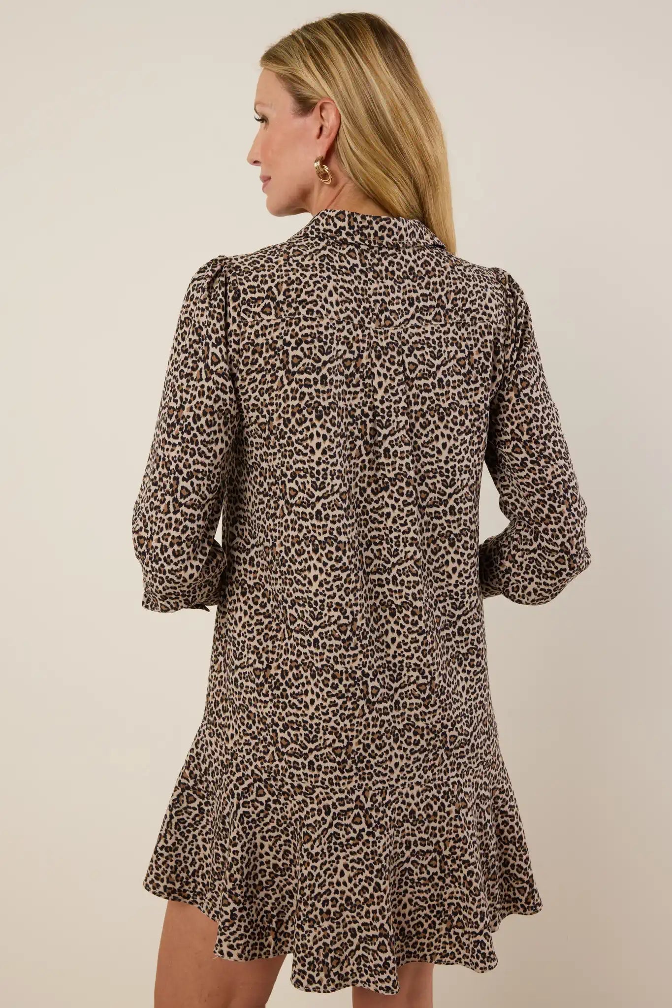 Women Long-sleeved Shirt-hem Ruffle Dress