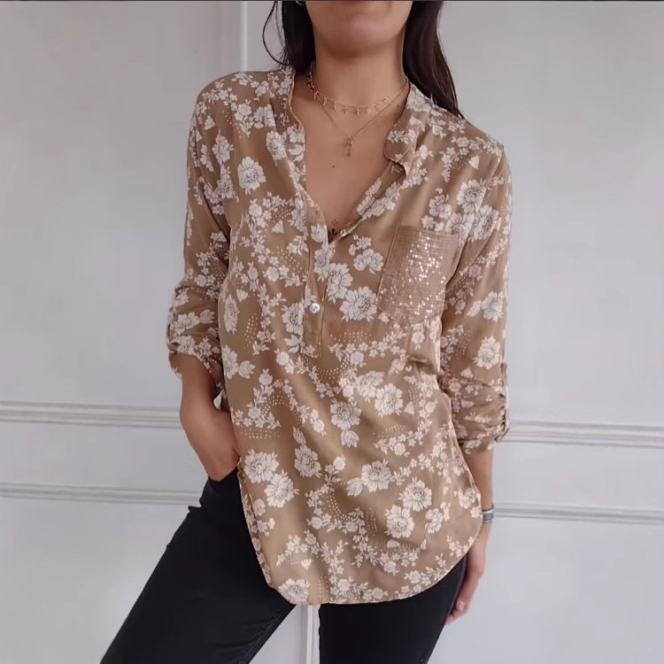 Fashion Printed Women's Casual Shirt Top