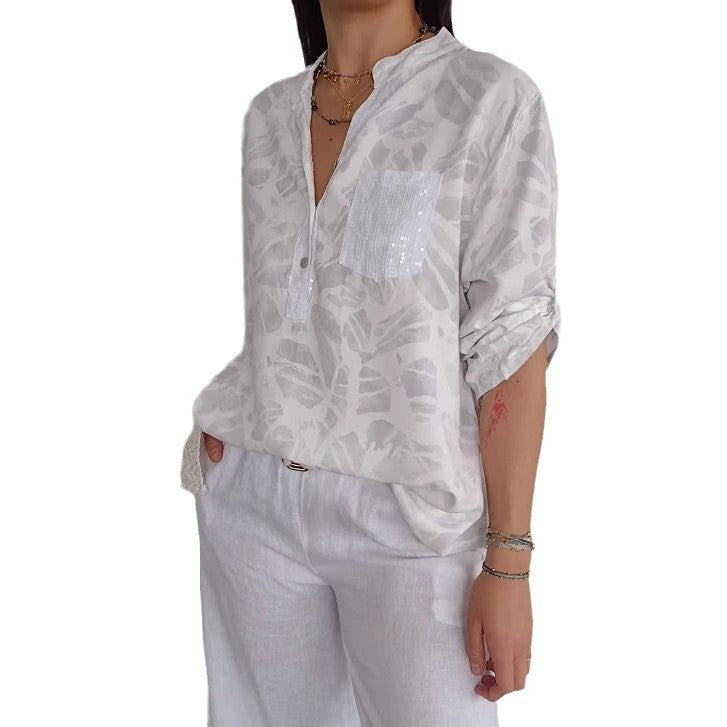 Fashion Printed Women's Casual Shirt Top