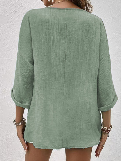 Women's Loose V-neck Pullover Shirt