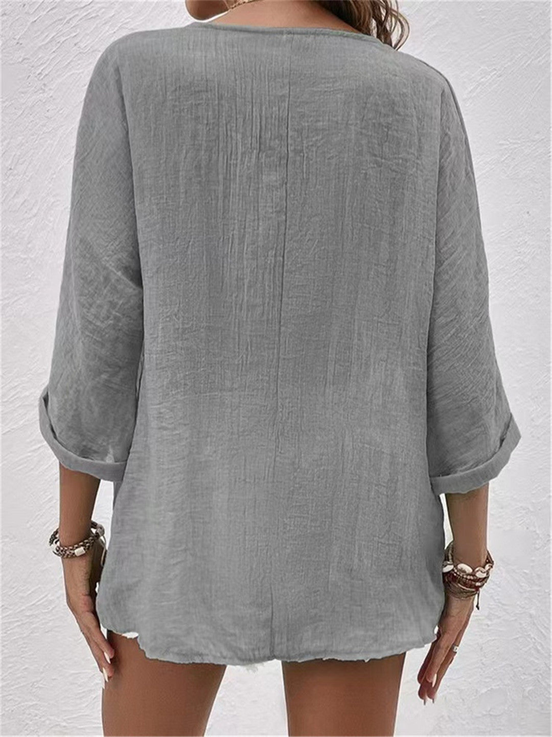 Women's Loose V-neck Pullover Shirt