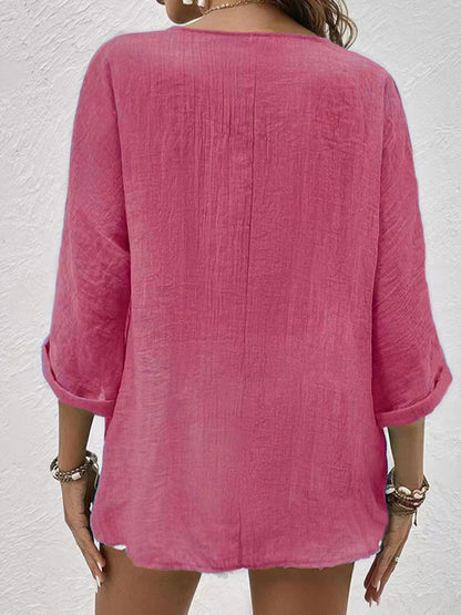 Women's Loose V-neck Pullover Shirt