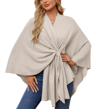 Elegant Shawl Wraps Soft Open Front Poncho Sweater