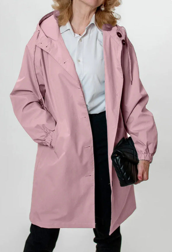 Water Resistant Oversized Hooded Windbreaker Rain Jacket