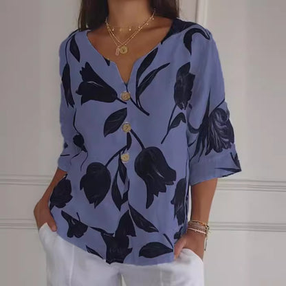 Printed V-neck Tunic Top