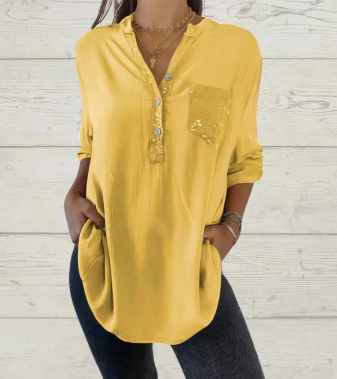 Shing Patchwork Button Up Blouse