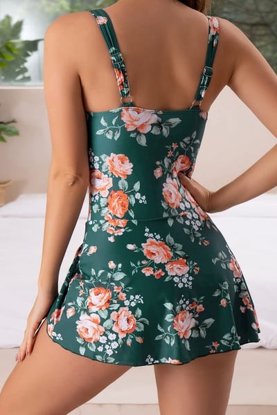 Women's Tummy Control Slim Fit Plus Size One Piece Swimsuit With Skirt