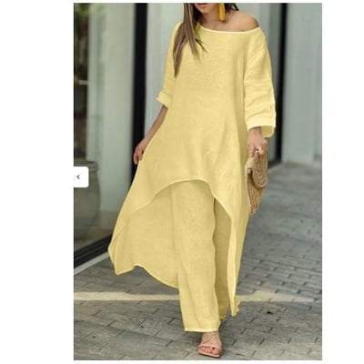 Women's Solid Color Linen Fashionable Casual Suit