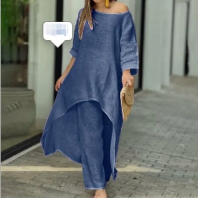 Women's Solid Color Linen Fashionable Casual Suit