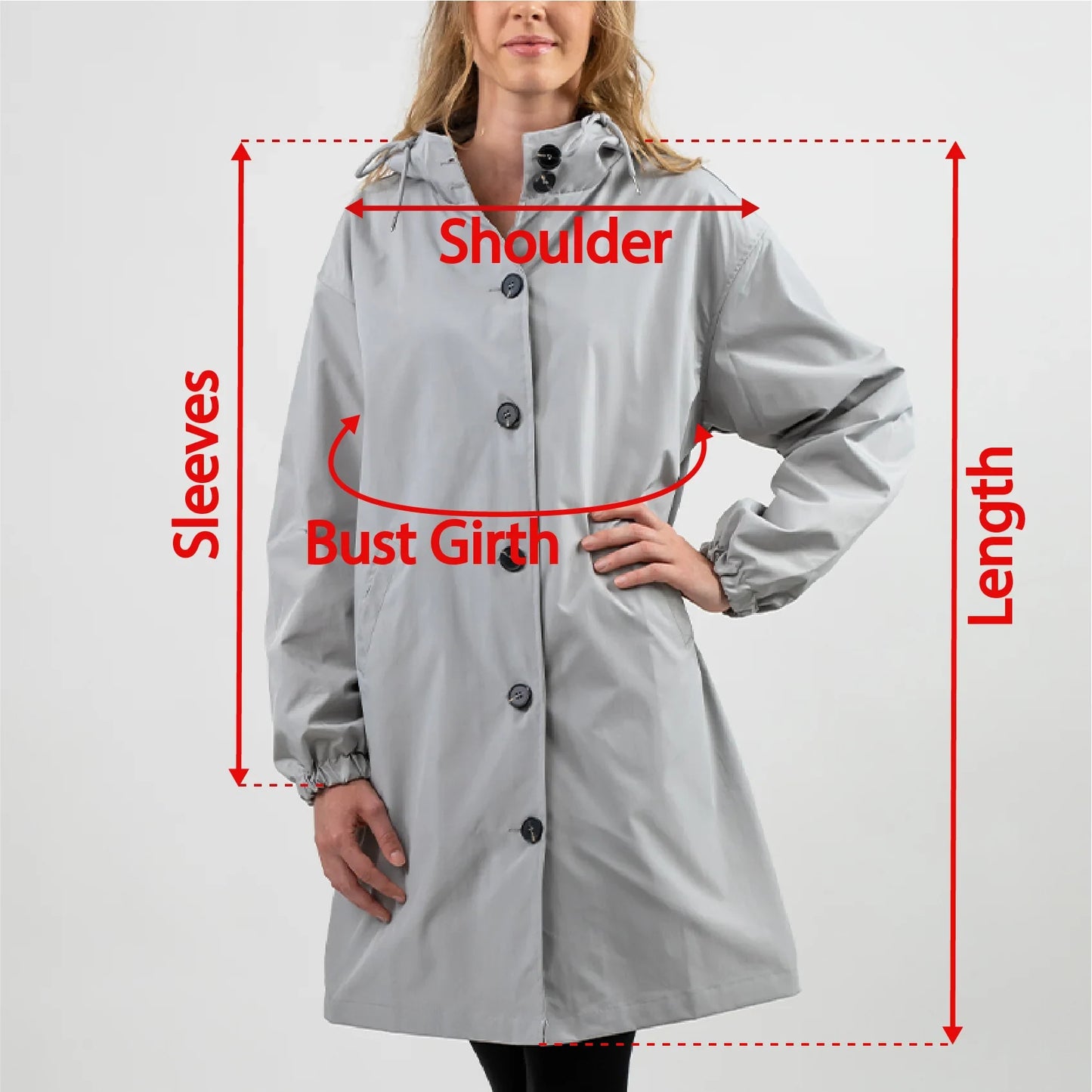 Oversized Hooded Long-sleeved Button Trench Coat