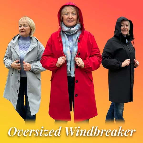 Water Resistant Oversized Hooded Windbreaker Rain Jacket