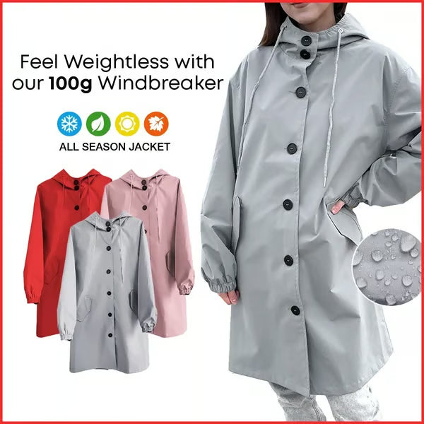 Water Resistant Oversized Hooded Windbreaker Rain Jacket