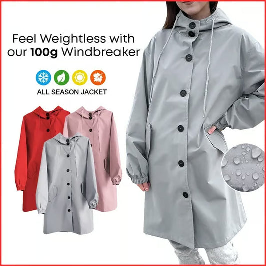 Water Resistant Oversized Hooded Windbreaker Rain Jacket