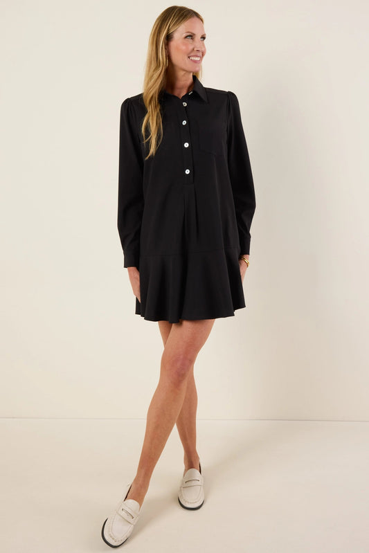 Women Long-sleeved Shirt-hem Ruffle Dress