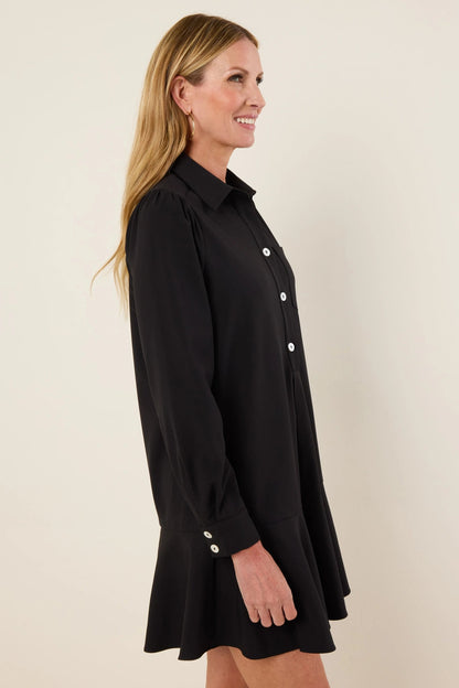 Women Long-sleeved Shirt-hem Ruffle Dress