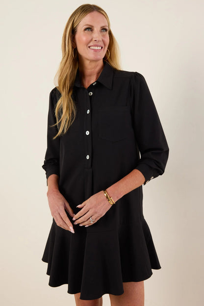 Women Long-sleeved Shirt-hem Ruffle Dress