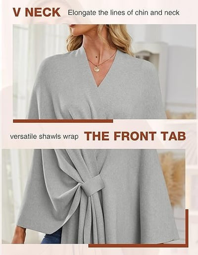 Elegant Shawl Wraps Soft Open Front Poncho Sweater